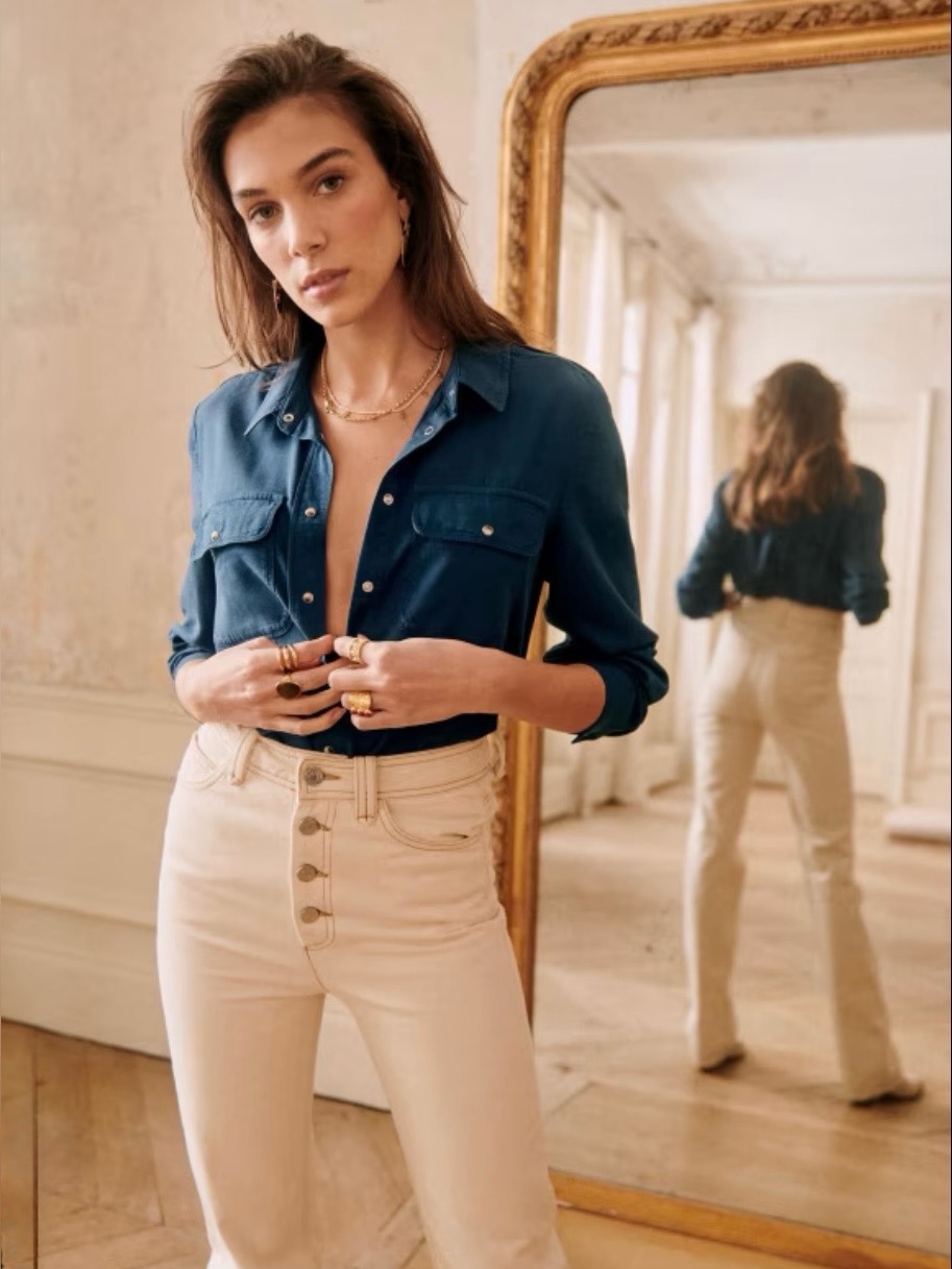 Szane Justin Trousers Ecru Chin High Waist Straight Leg Nwt Fr38/Us6